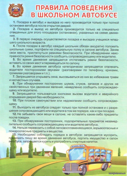 Правила поведения в школьном автобусе.